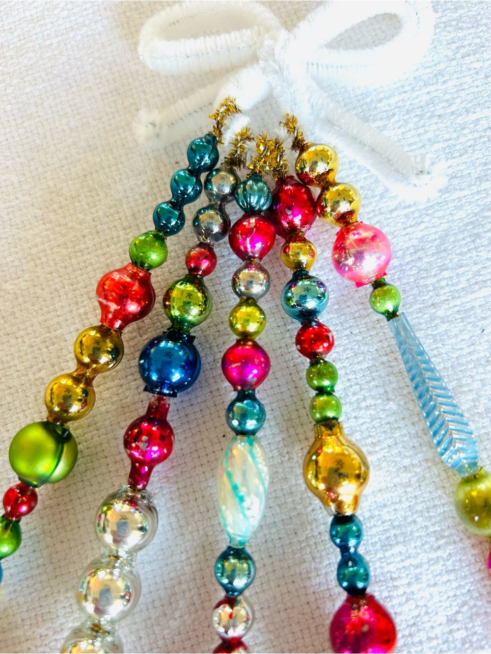Vintage repurposed mercury glass garland bead icicle holiday Christmas ornaments - Picture 4 of 5